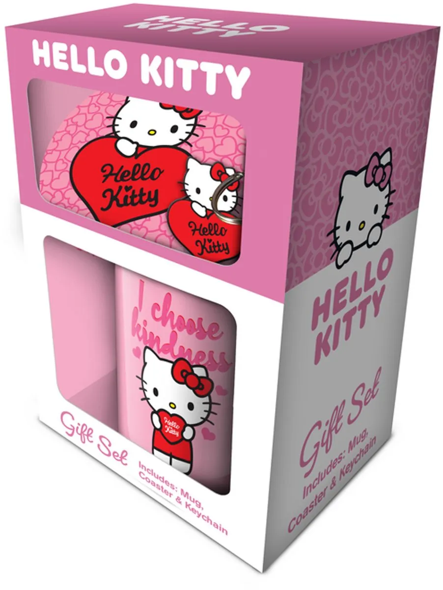 Hello Kitty My Heart Fanpakket - Mok, Onderzetter & Sleutelhanger - Multicolor