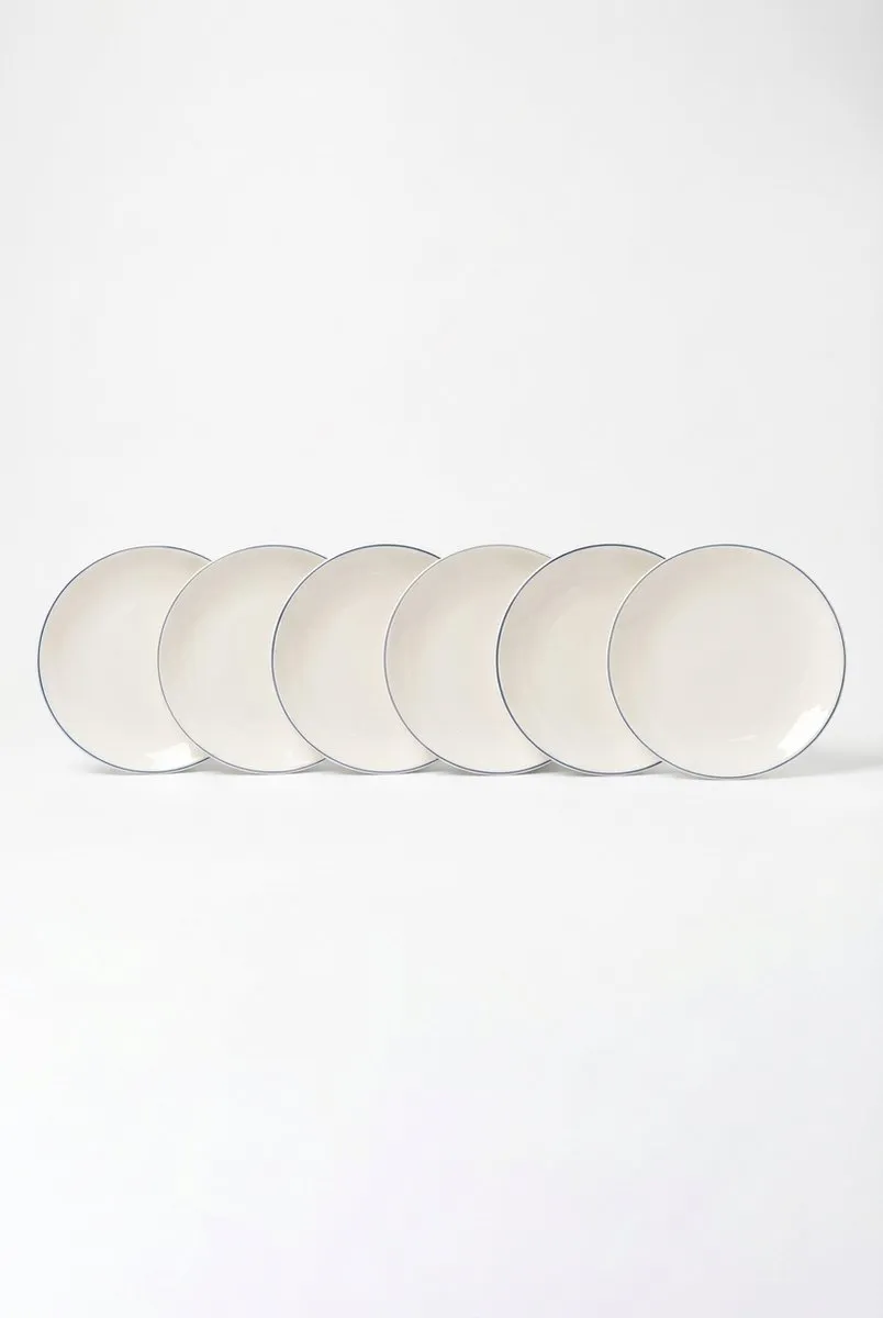 vtwonen Lunchbord Wit/Blauw Lijn 23cm