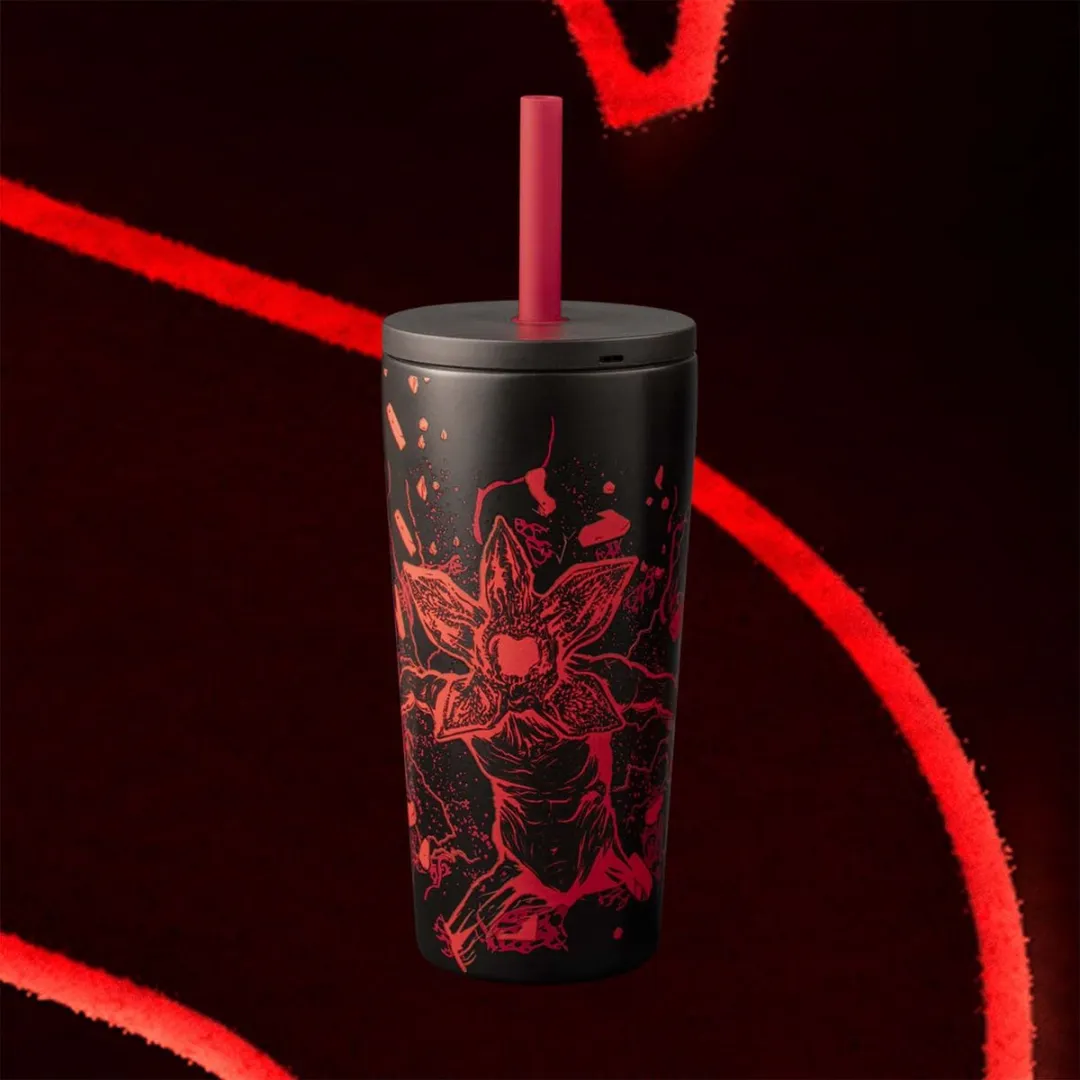 Bialetti Stranger Things Thermosbeker 600ml - Glow in the Dark - Zwart/Rood