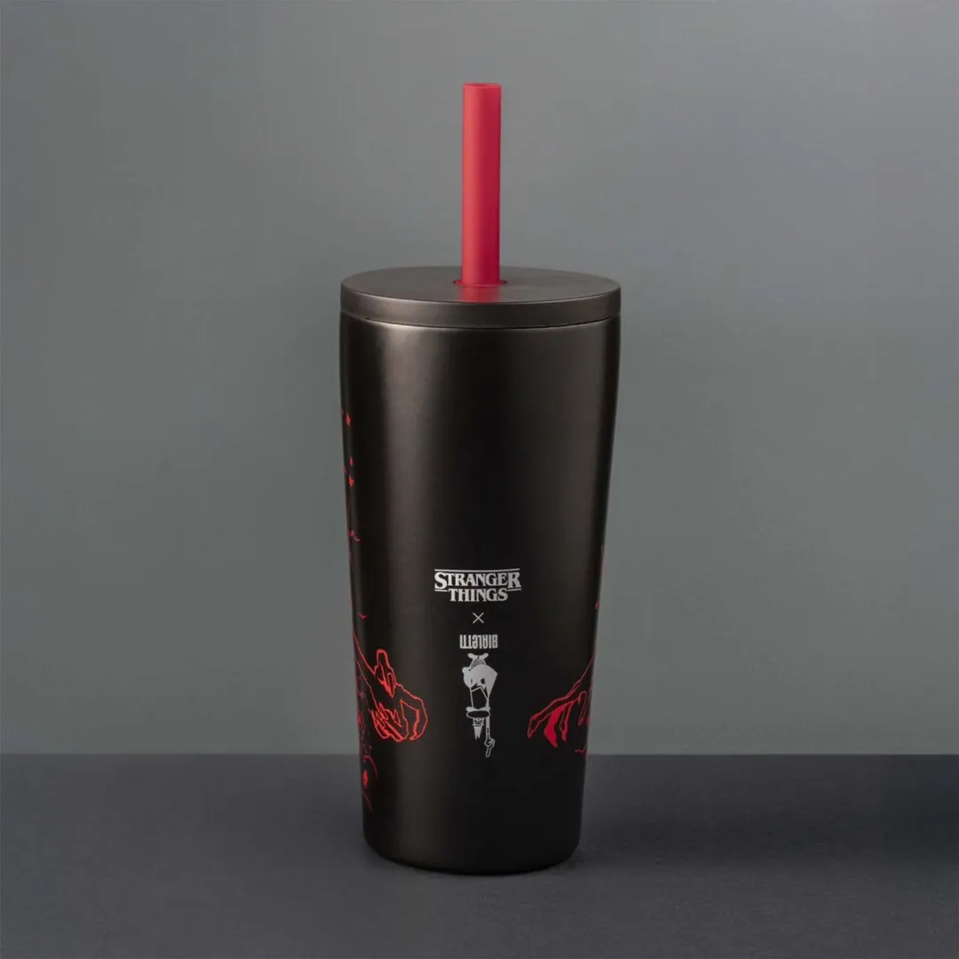 Bialetti Stranger Things Thermosbeker 600ml - Glow in the Dark - Zwart/Rood