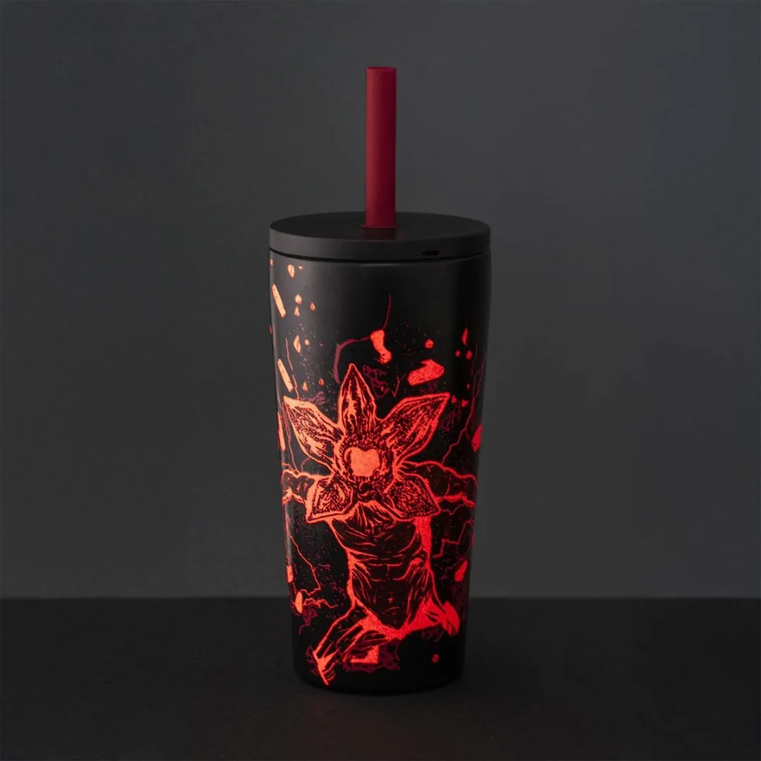 Bialetti Stranger Things Thermosbeker 600ml - Glow in the Dark - Zwart/Rood