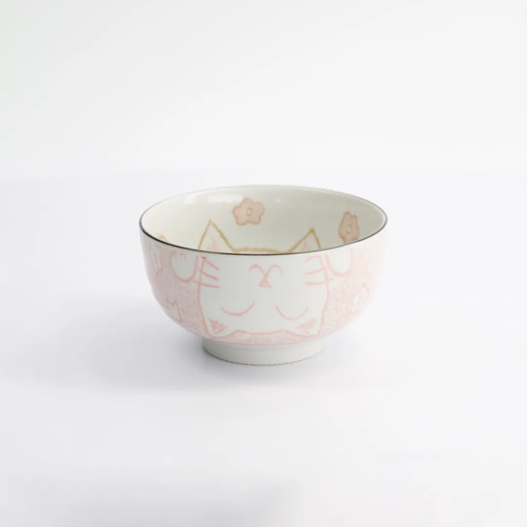 Tokyo Design Studio Roze Rijstkom Gelukskat Kawaii Cat 12.7x7cm