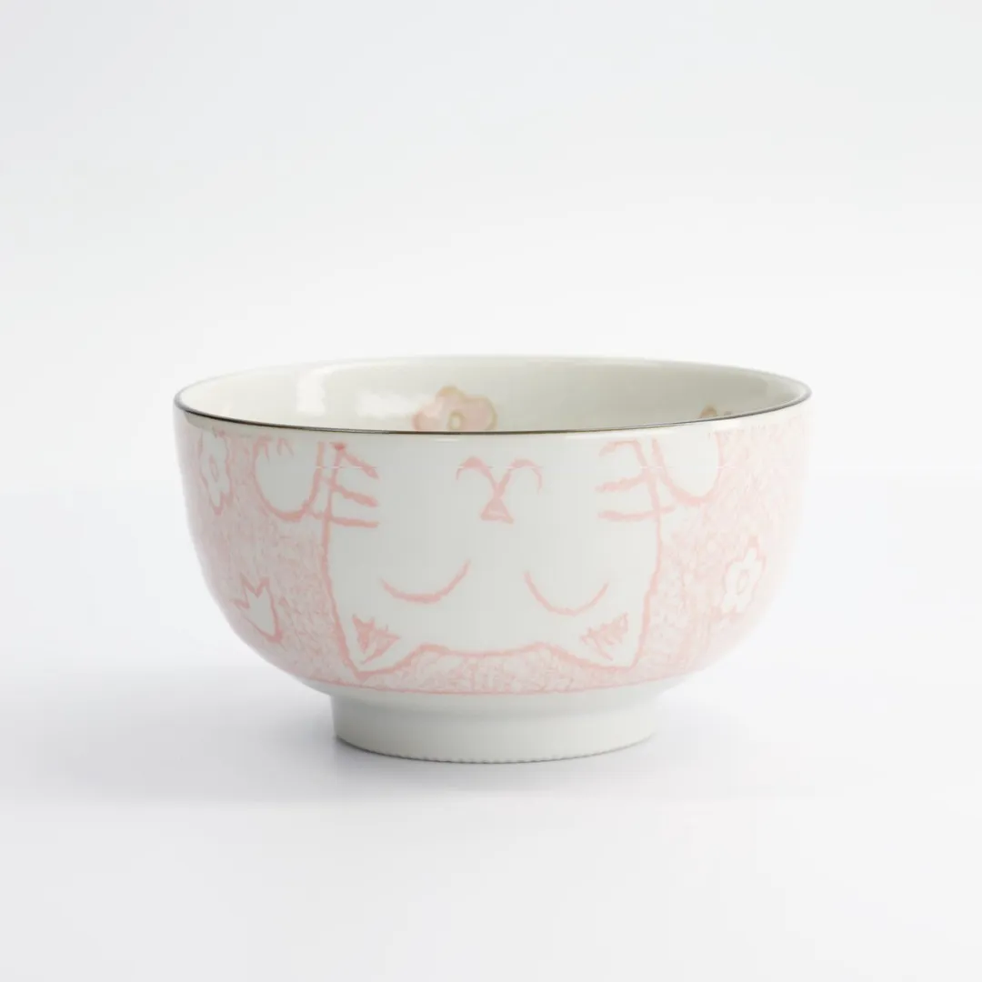 Tokyo Design Studio Roze Rijstkom Gelukskat Kawaii Cat 12.7x7cm