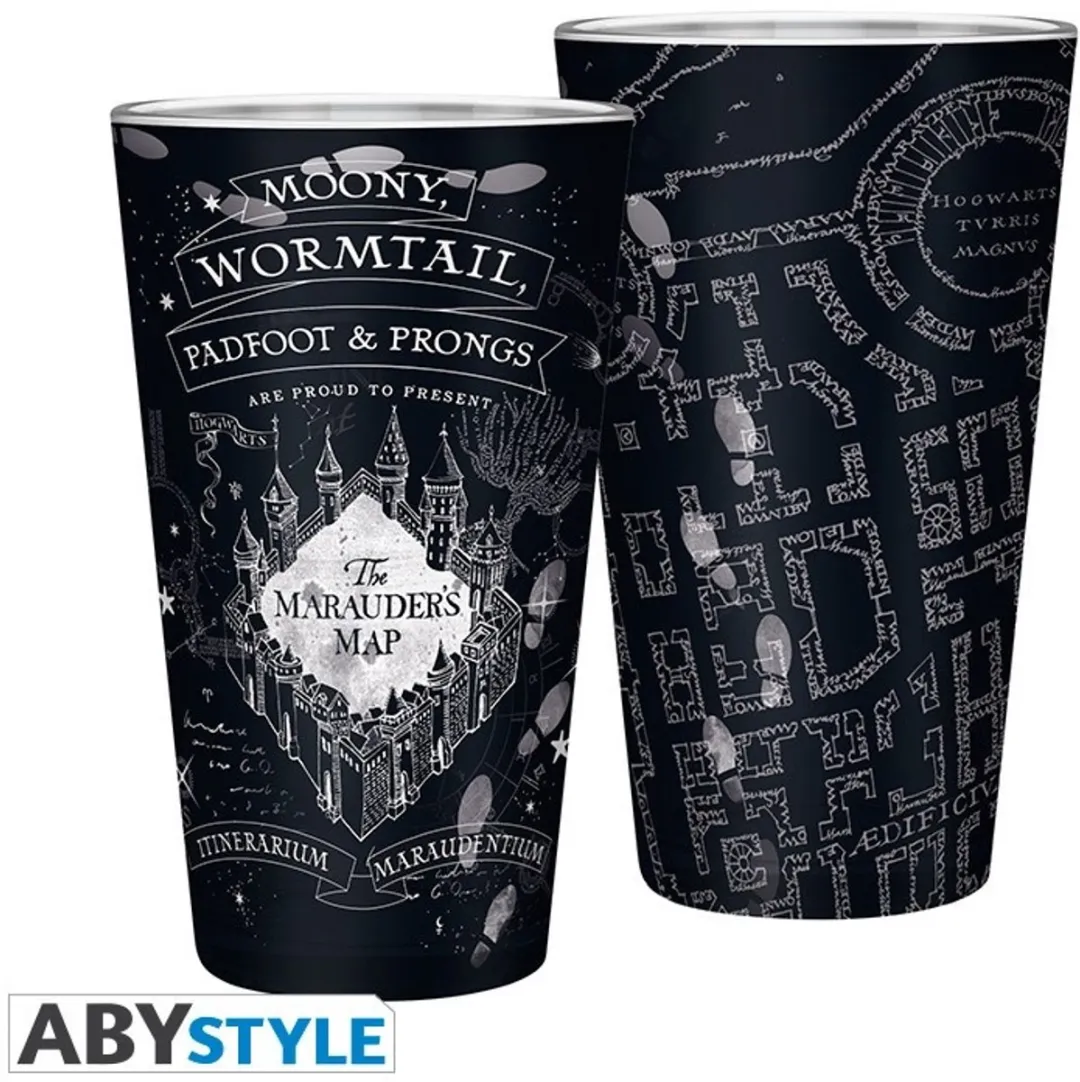 Harry Potter Marauder's Map Glas 400ml - Zwart