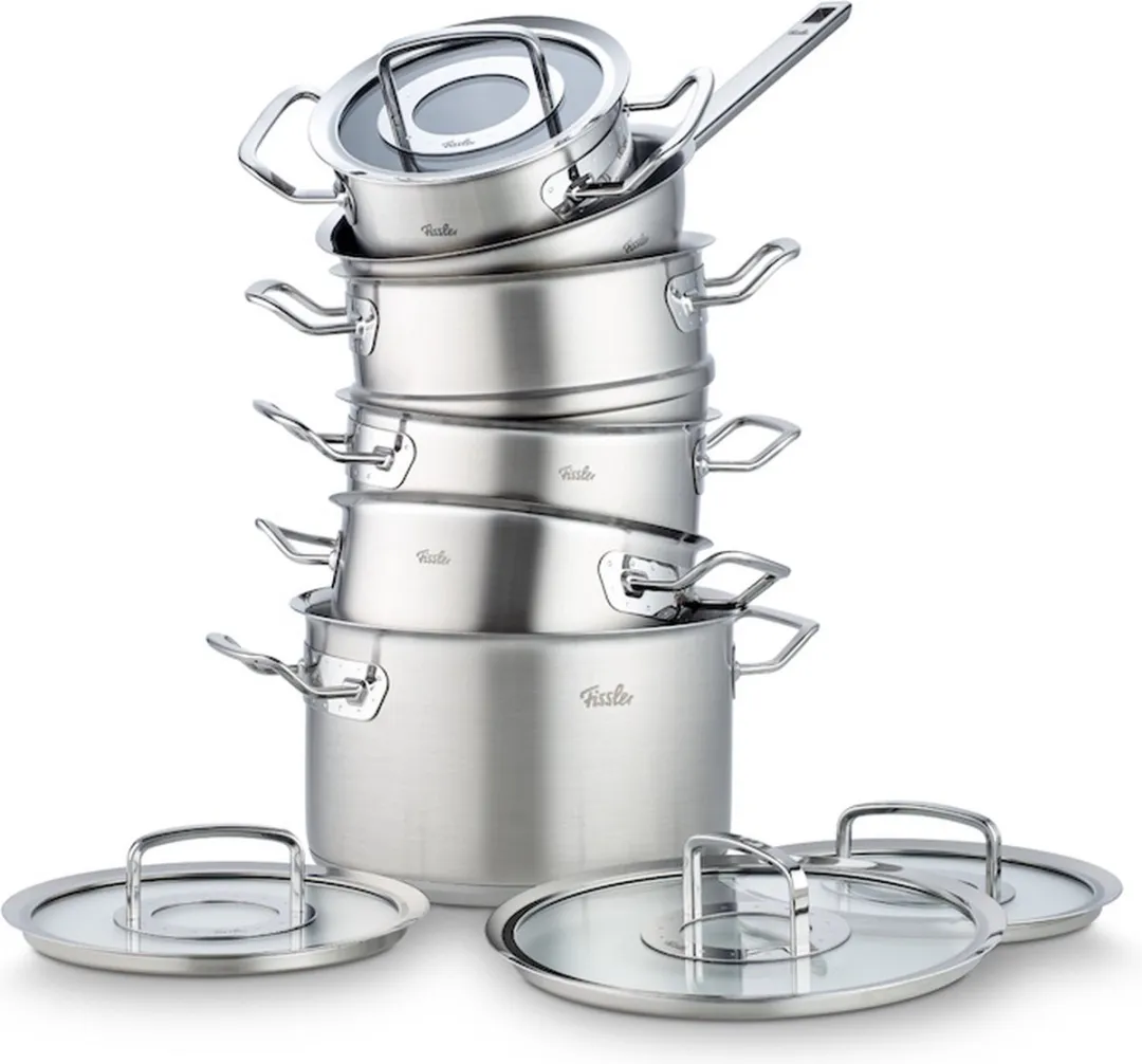 Fissler Original-Profi Collection® - Pannenset met Steelpan, Stoominzet en Glasdeksels - 6-delig - RVS