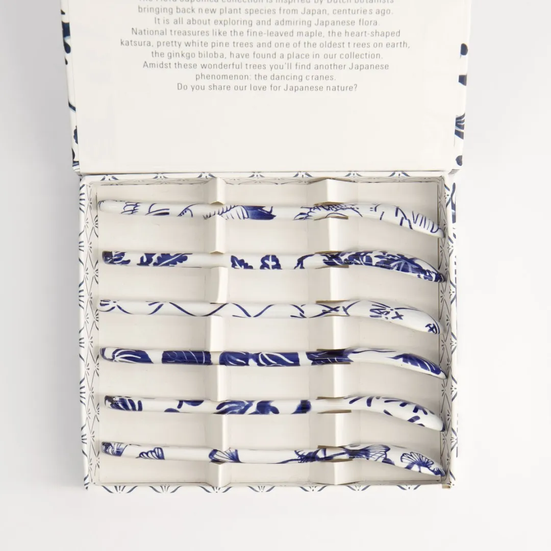 Tokyo Design Studio Flora Japonica Lepelset 6-delig - Blauw/Wit