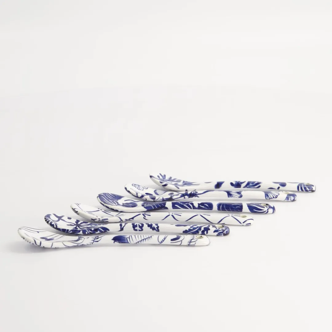 Tokyo Design Studio Flora Japonica Lepelset 6-delig - Blauw/Wit