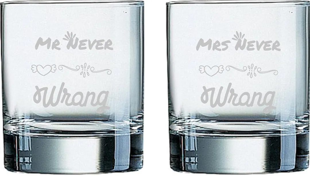 Arcoroc Mr. Never Wrong Mrs. Never Wrong Whiskeyglazen 20cl