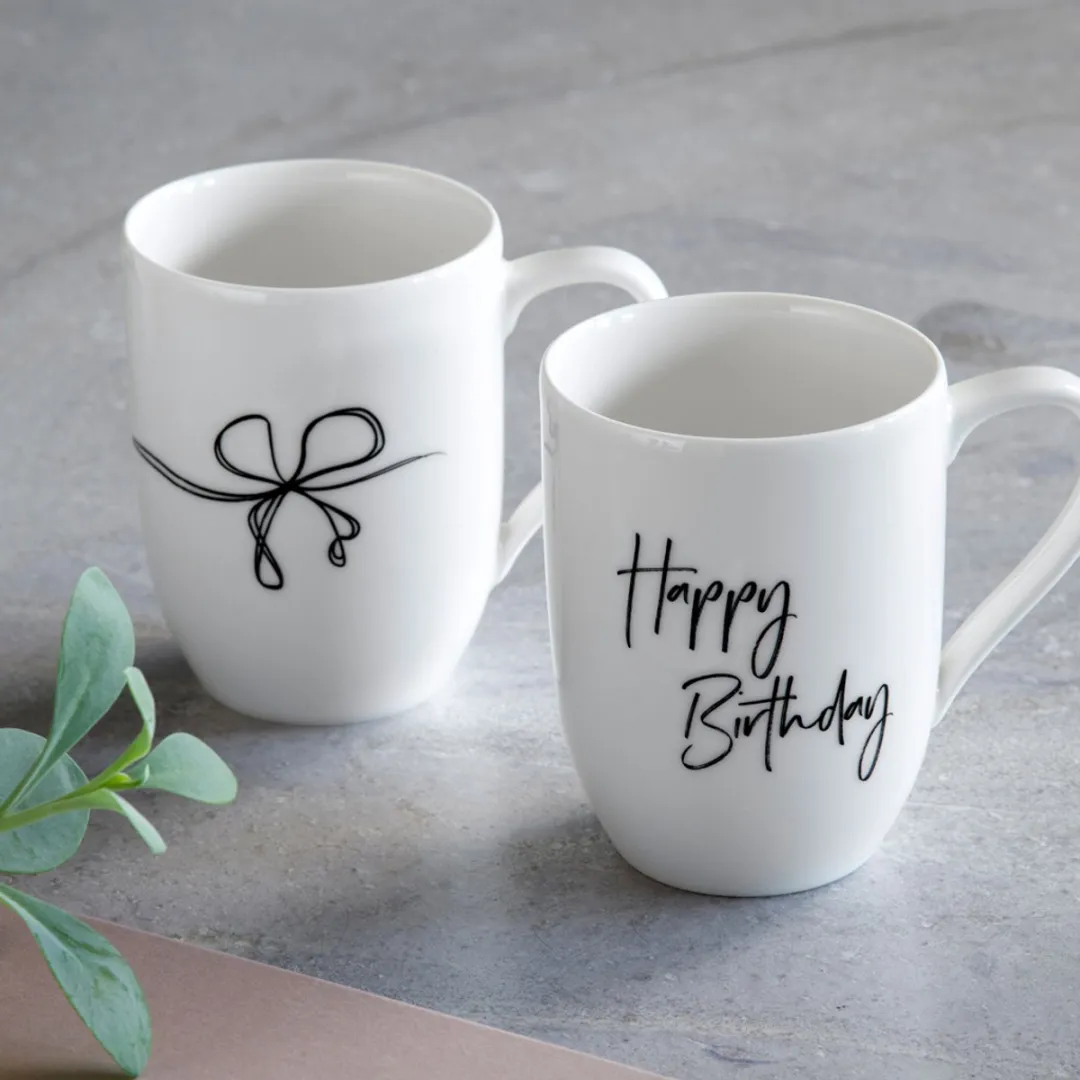 Villeroy & Boch Happy Birthday Koffiebeker Set - 2x 280ml - Wit/Gekleurd
