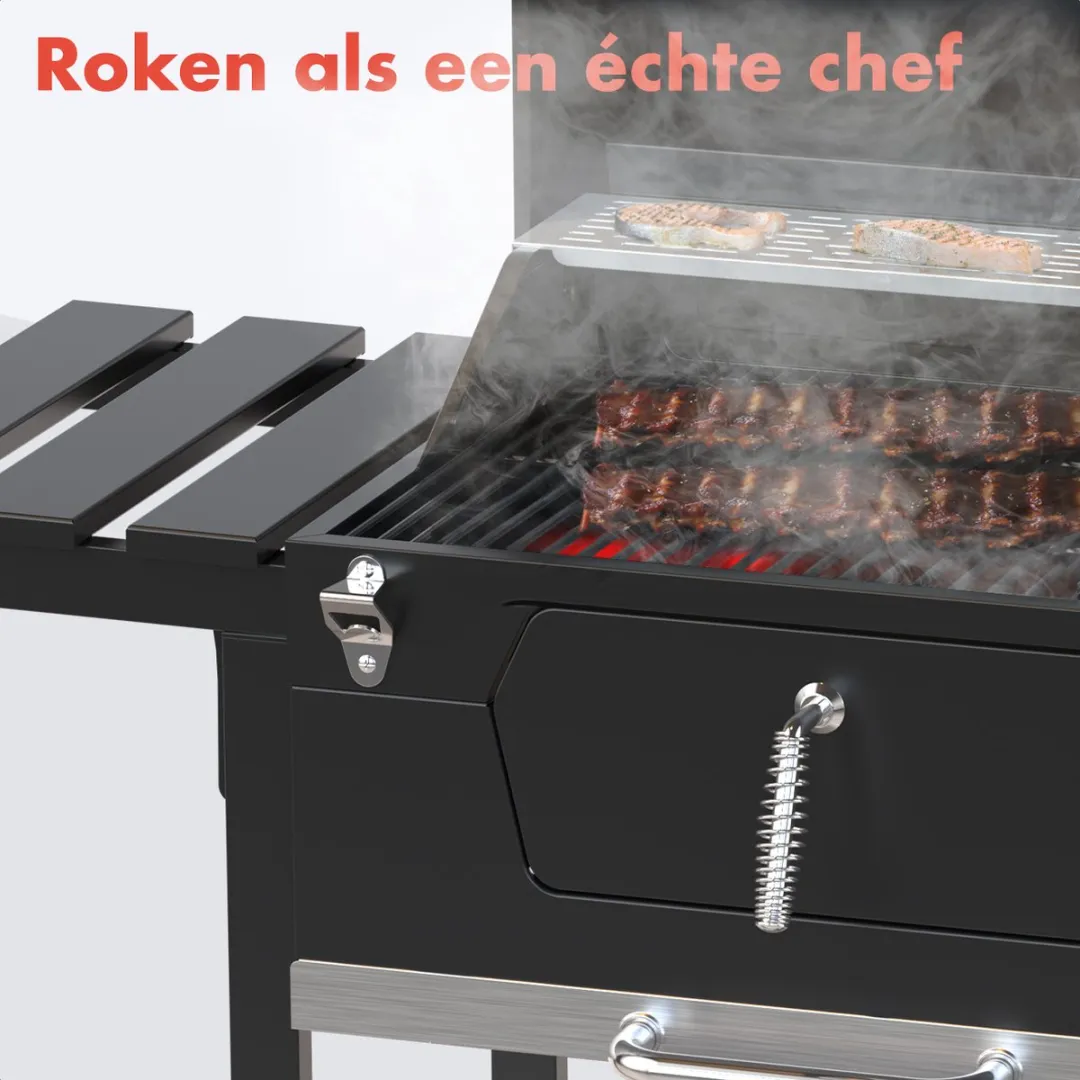 KitchenBrothers Houtskool BBQ XL KB4019 - 42x57cm - Zwart