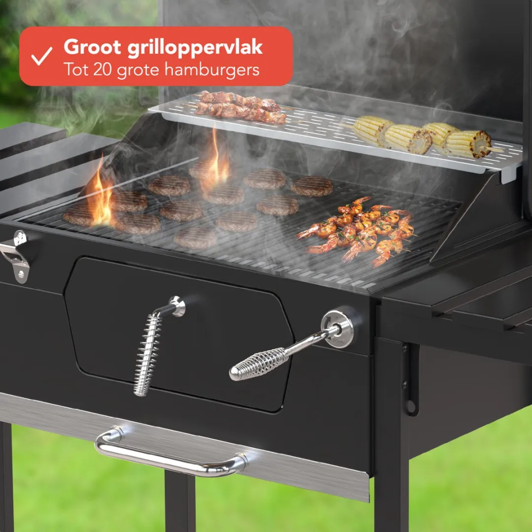 KitchenBrothers Houtskool BBQ XL KB4019 - 42x57cm - Zwart