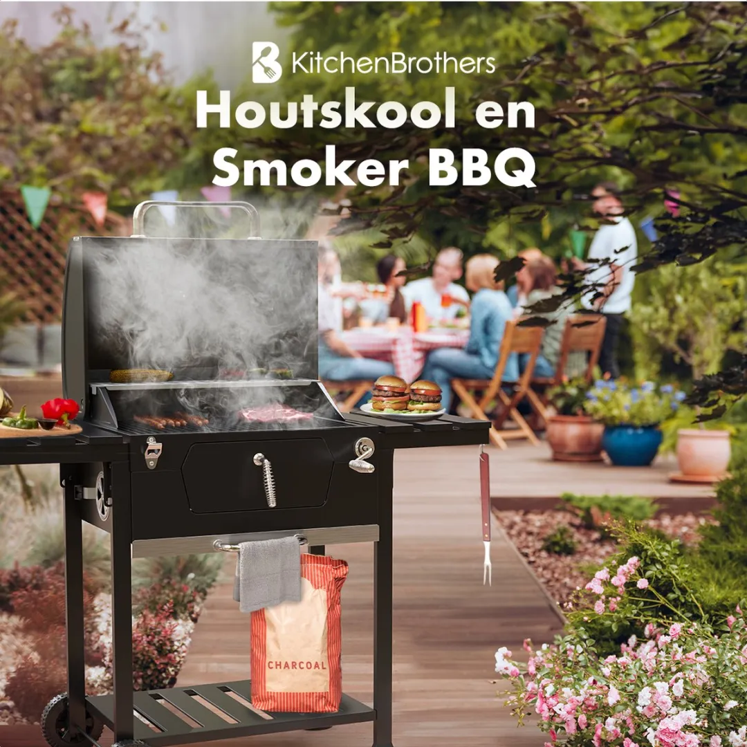 KitchenBrothers Houtskool BBQ XL KB4019 - 42x57cm - Zwart