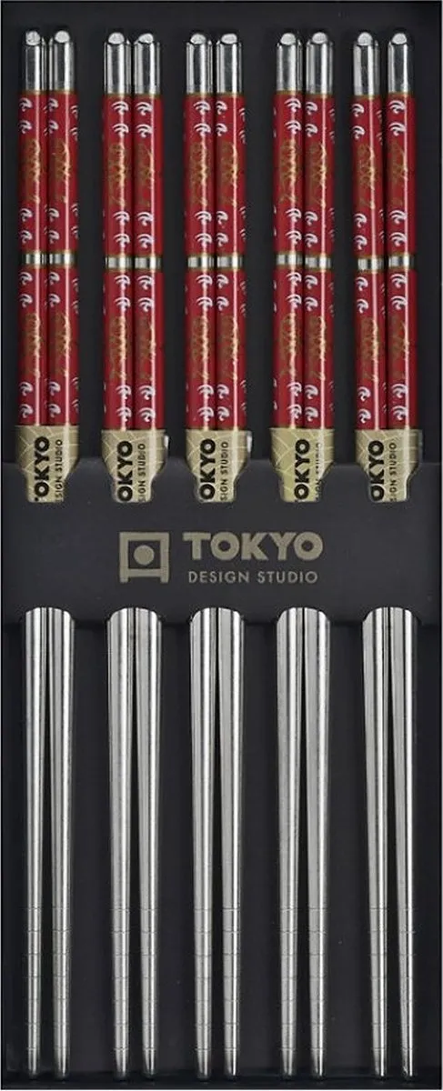 Tokyo Design Studio Eetstokjes Metaal Rood - 5 Paar