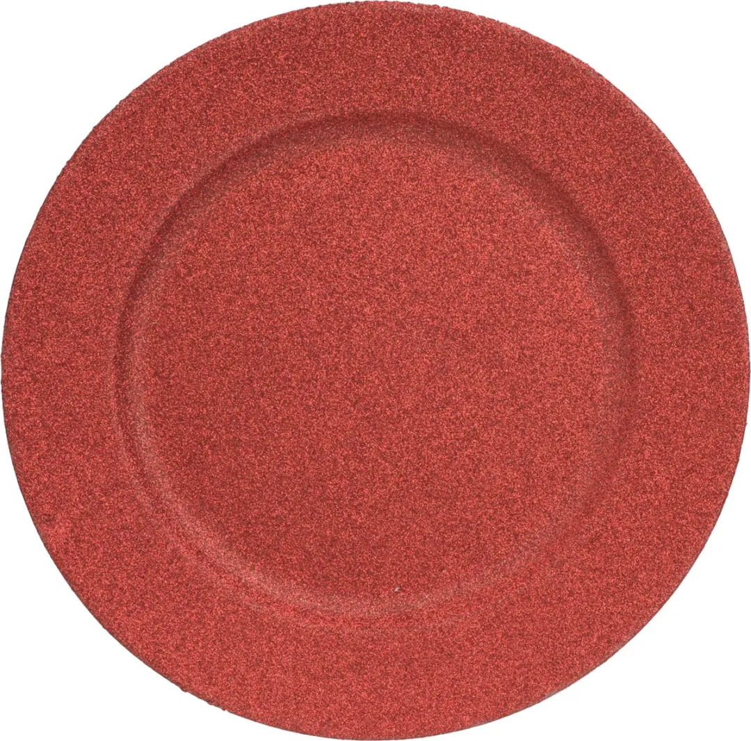 Cosy&Trendy Ronde Onderzetborden 33cm - 12 Stuks Rood Glitters
