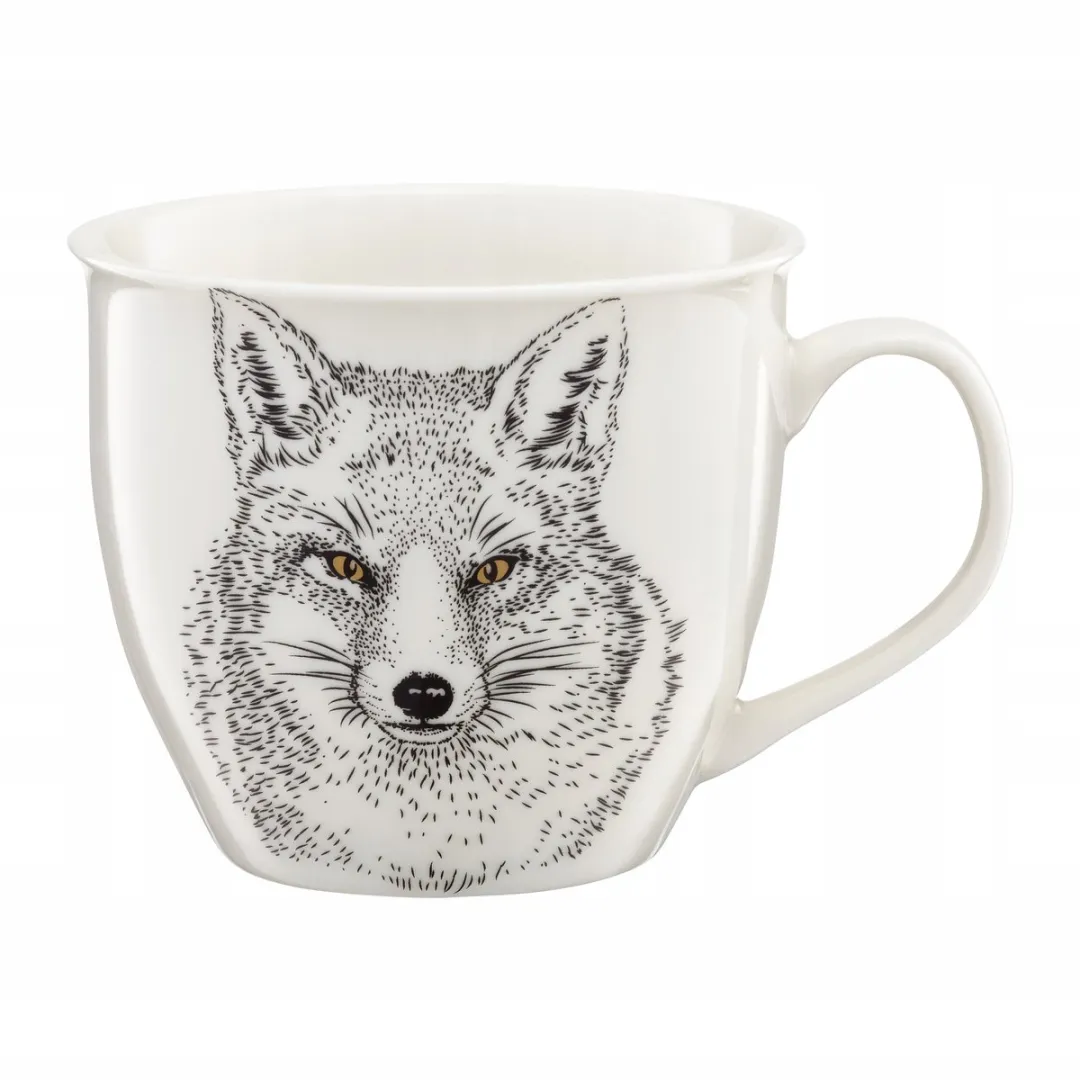 Cosy&Trendy Grote Porseleinen Mok 550ml - Vos - Wit/Zwart