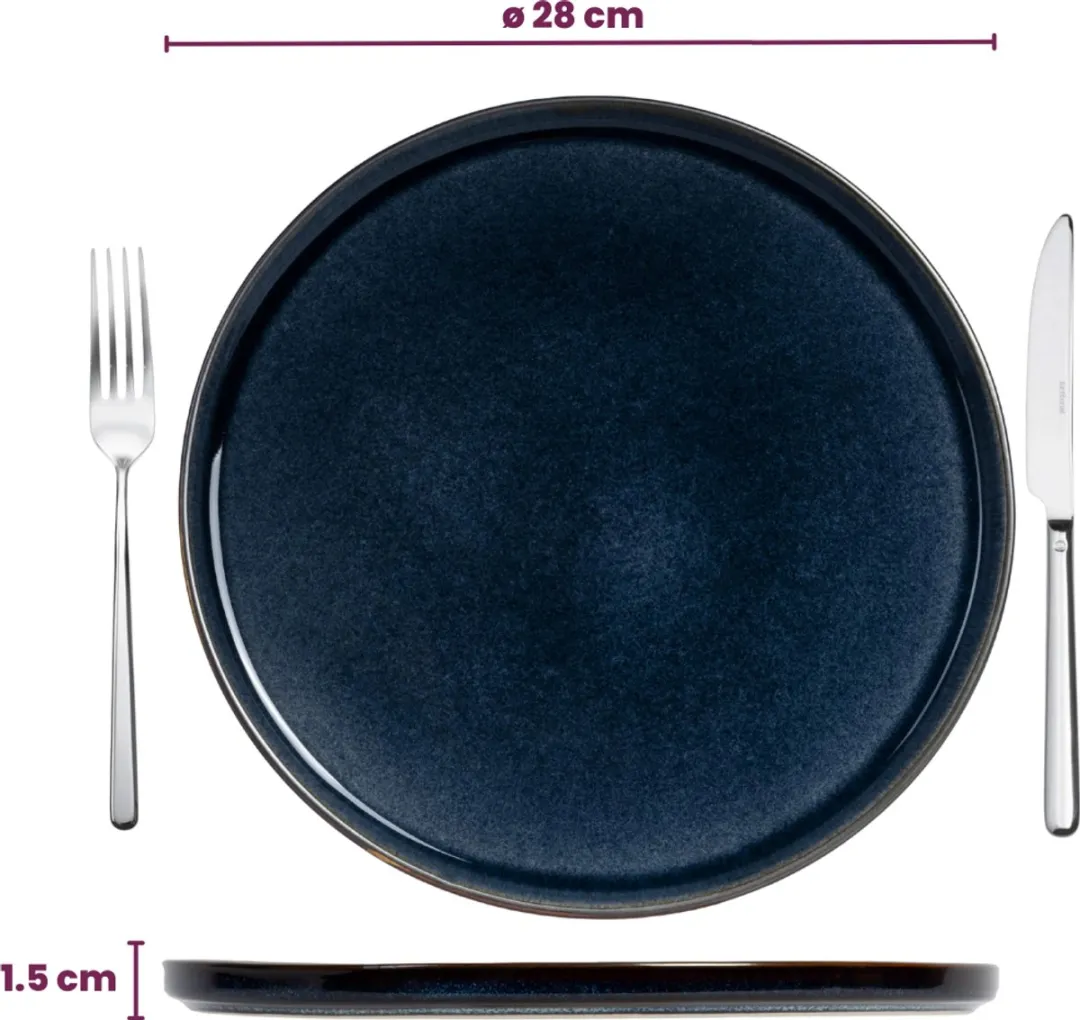 Cosy&Trendy Quintana Blauwe Dinerborden 28cm - 4 Stuks