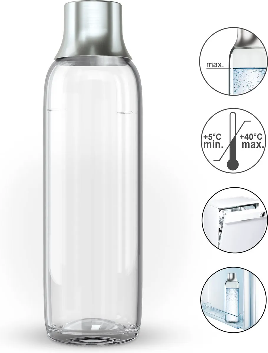 BRITA SodaTRIO Glazen Fles 1L - 2 Stuks - Transparant