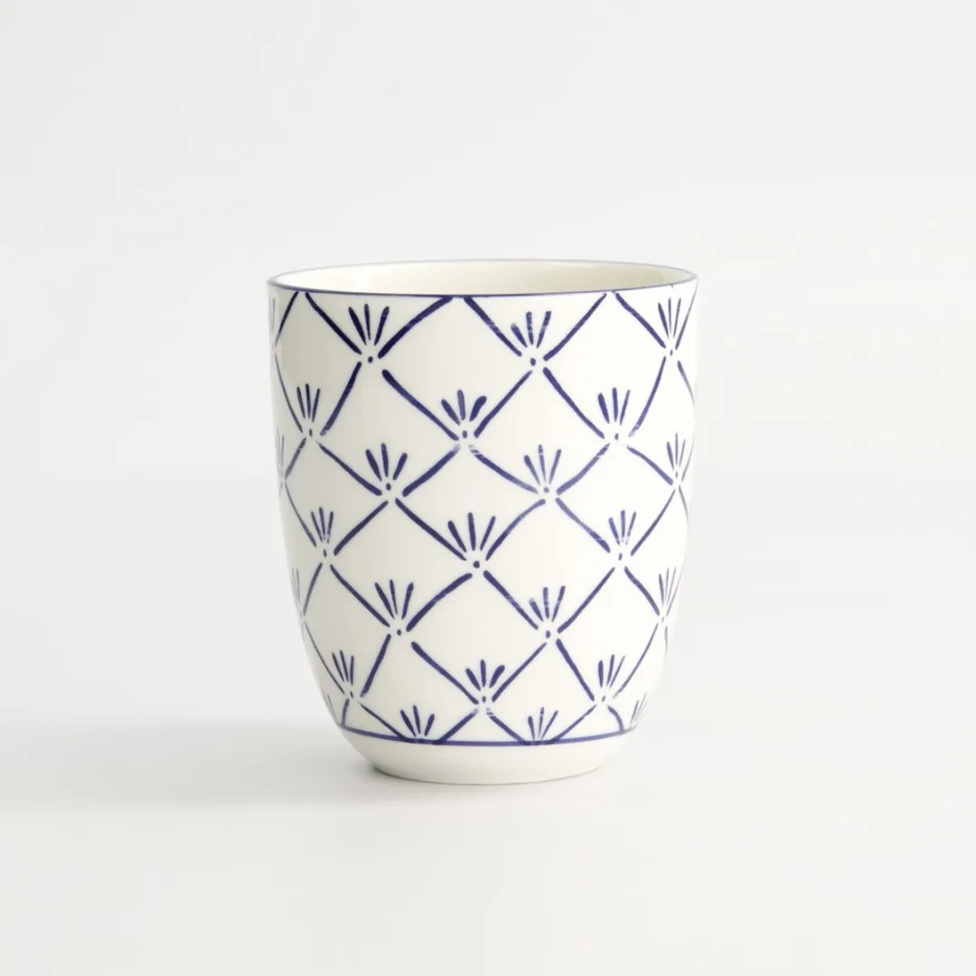 Tokyo Design Studio Mok Flora Japonica Beker - 170ml - Blauw/Wit
