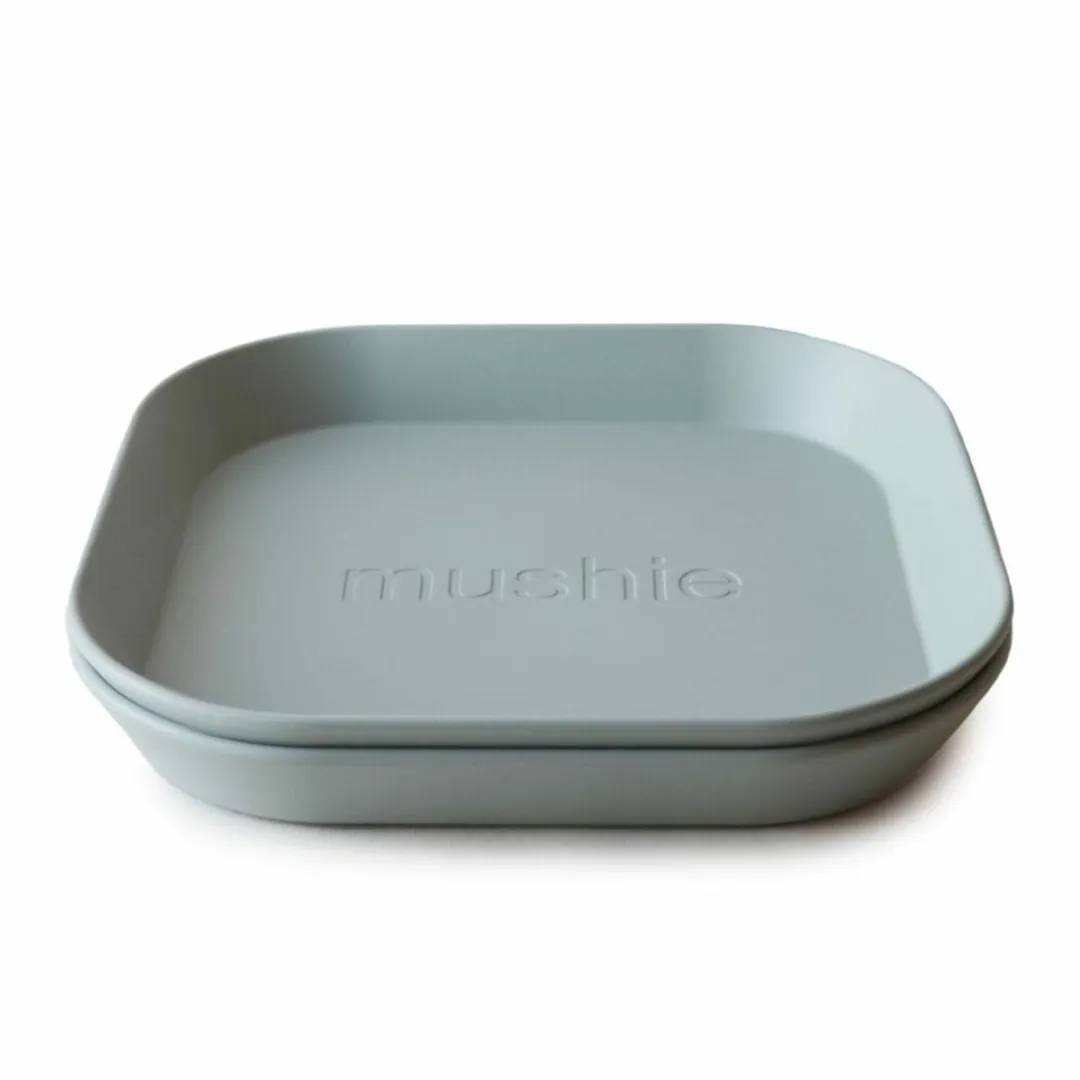 Mushie Vierkante Bordenset Sage - 2 Stuks