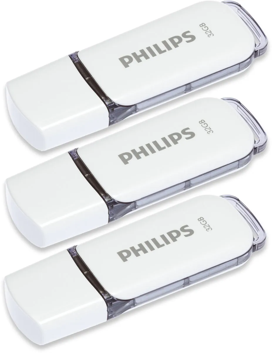 Philips USB Stick 2.0 32GB FM32FD70E - 4 Stuks - Grijs/Wit