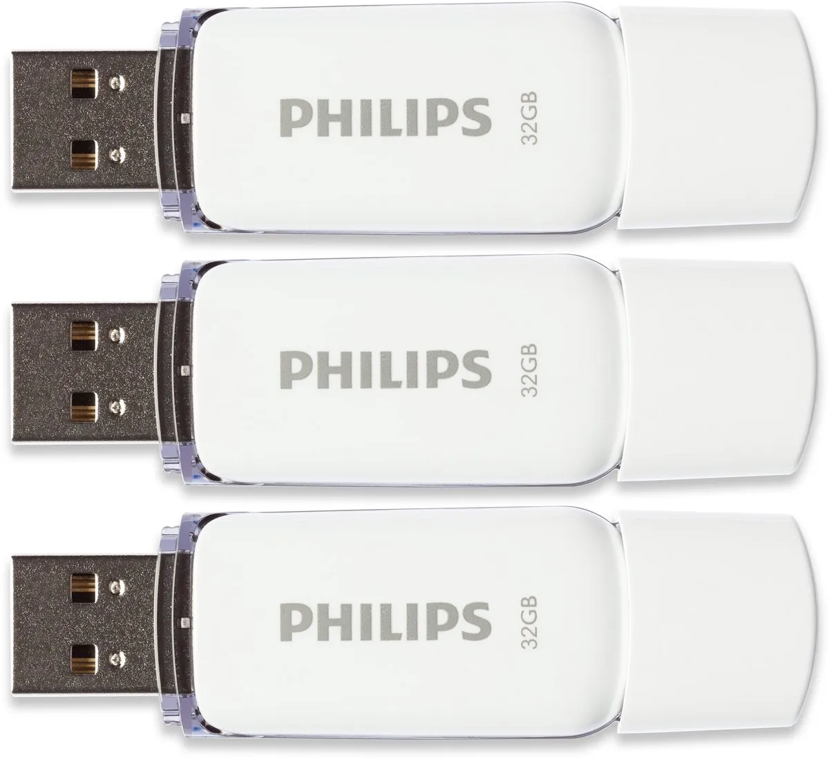 Philips USB Stick 2.0 32GB FM32FD70E - 4 Stuks - Grijs/Wit