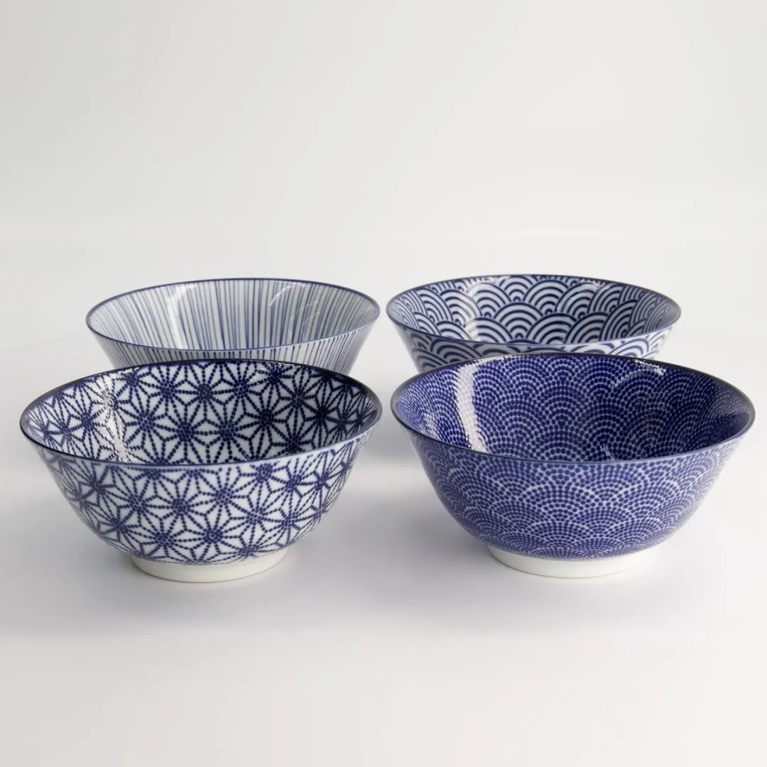 Tokyo Design Studio Nippon Blue Japanse Kommen - Set van 4