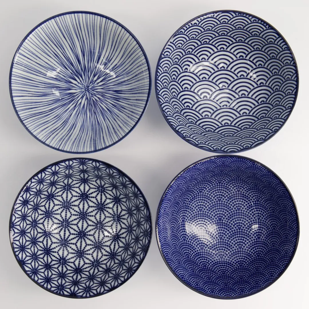 Tokyo Design Studio Nippon Blue Japanse Kommen - Set van 4