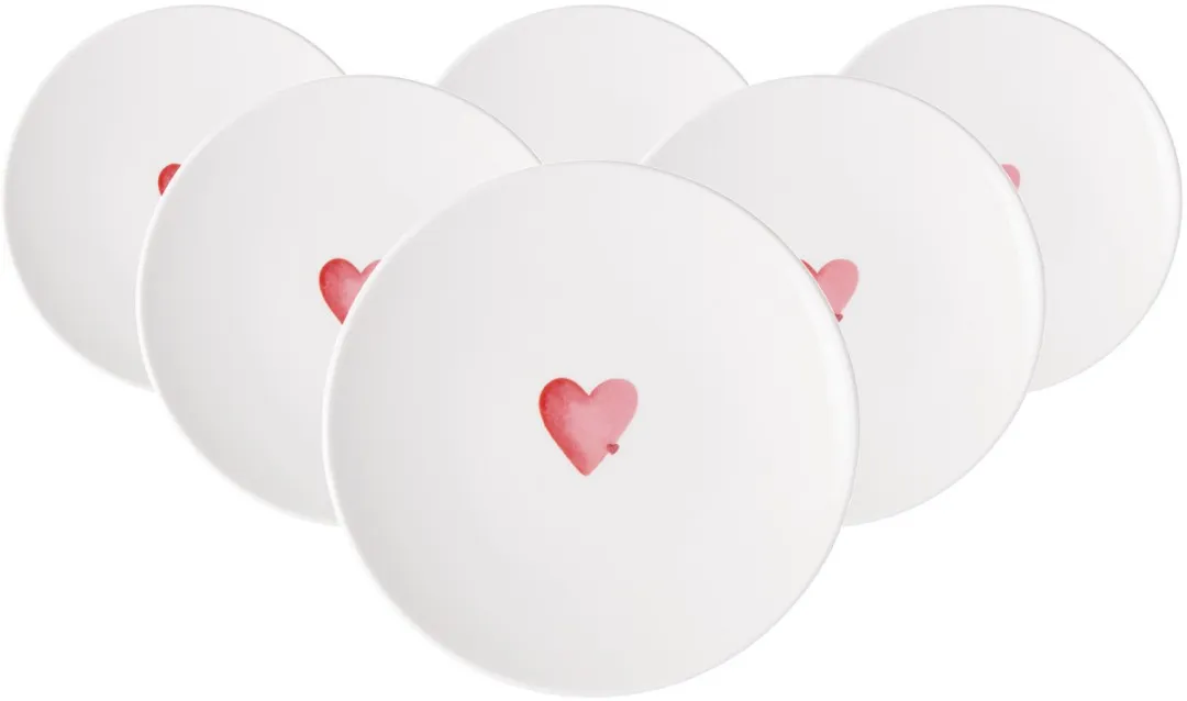 Villeroy & Boch With Love Sending Love Ontbijtborden 6 Stuks - Wit - afbeelding 2 van 6
