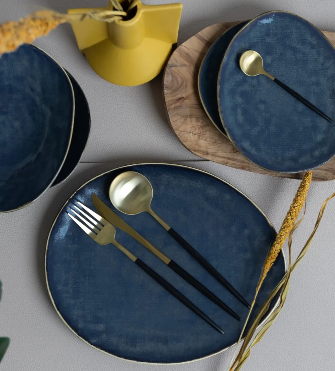 Cosy&Trendy Aicha Ontbijtbord - 19x16cm - Blauw - afbeelding 6 van 6