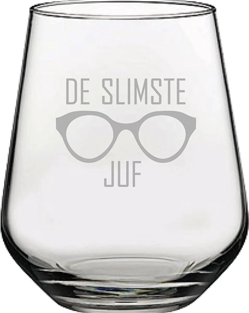 Gegraveerde Drinkglas 42,5cl De slimste Juf