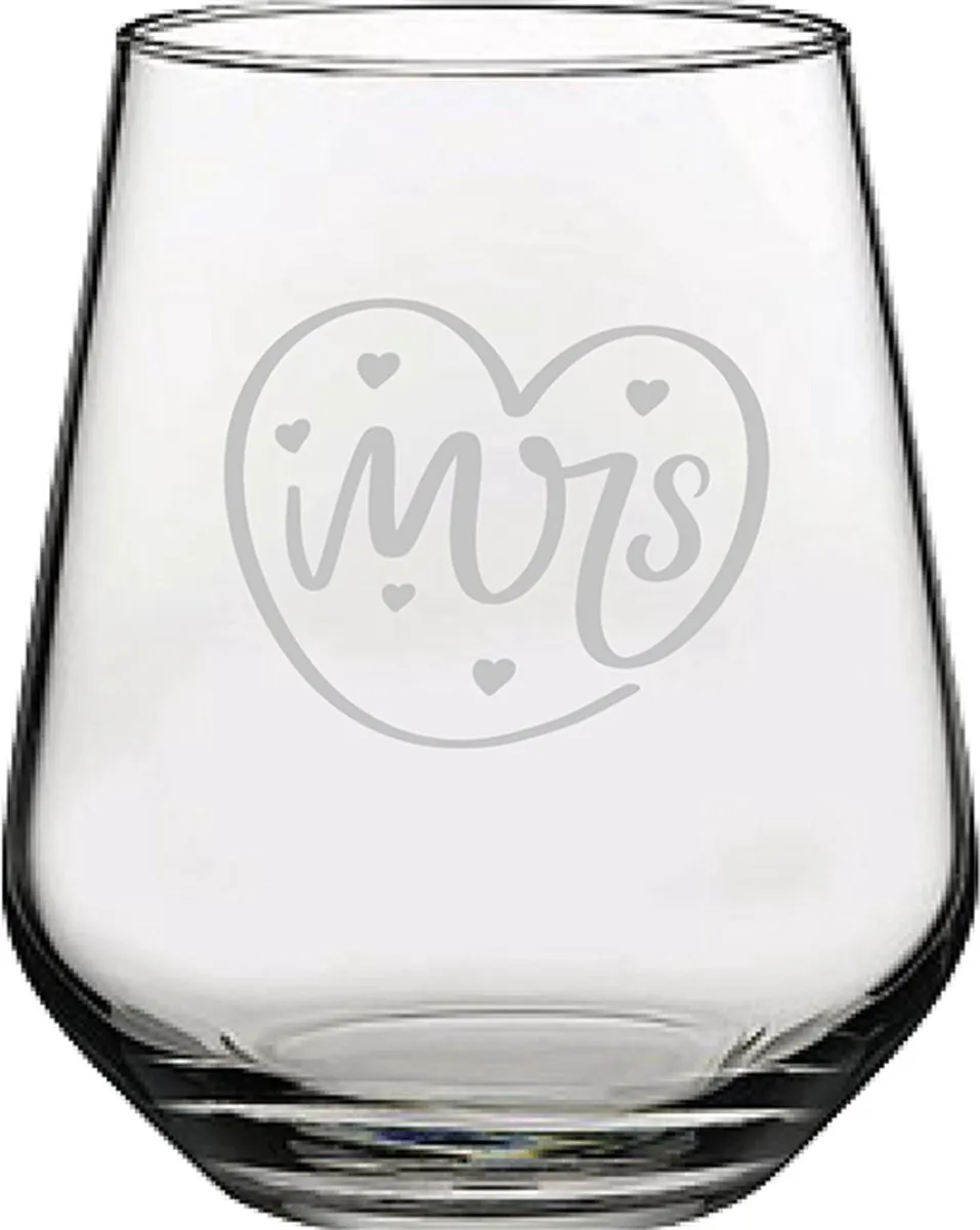 Pasabahce Gegraveerd Drinkglas Mrs. In Hartje 42,5cl