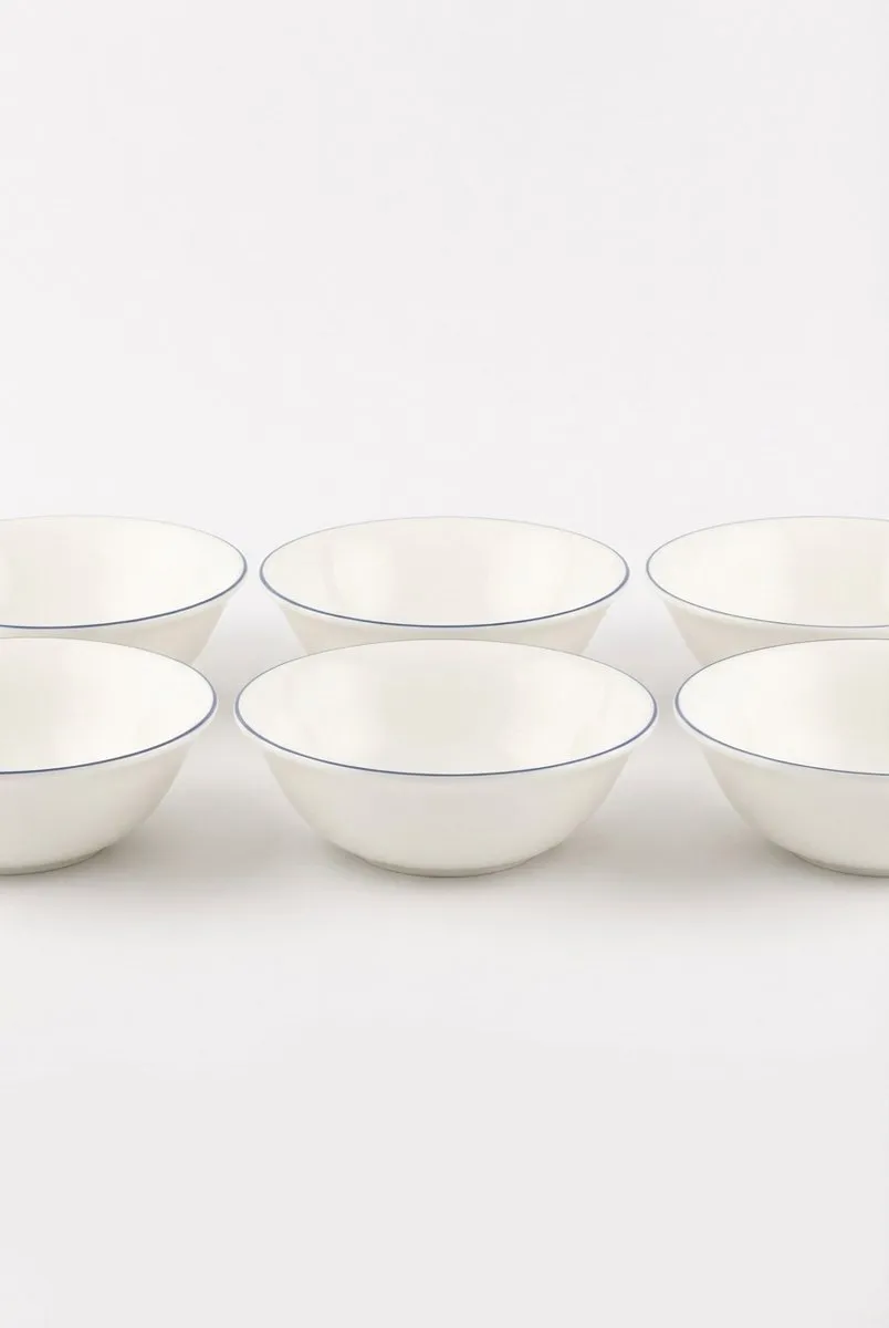 vtwonen Kommen Ontbijtkom 15cm - Blauw/Wit - 6 Stuks