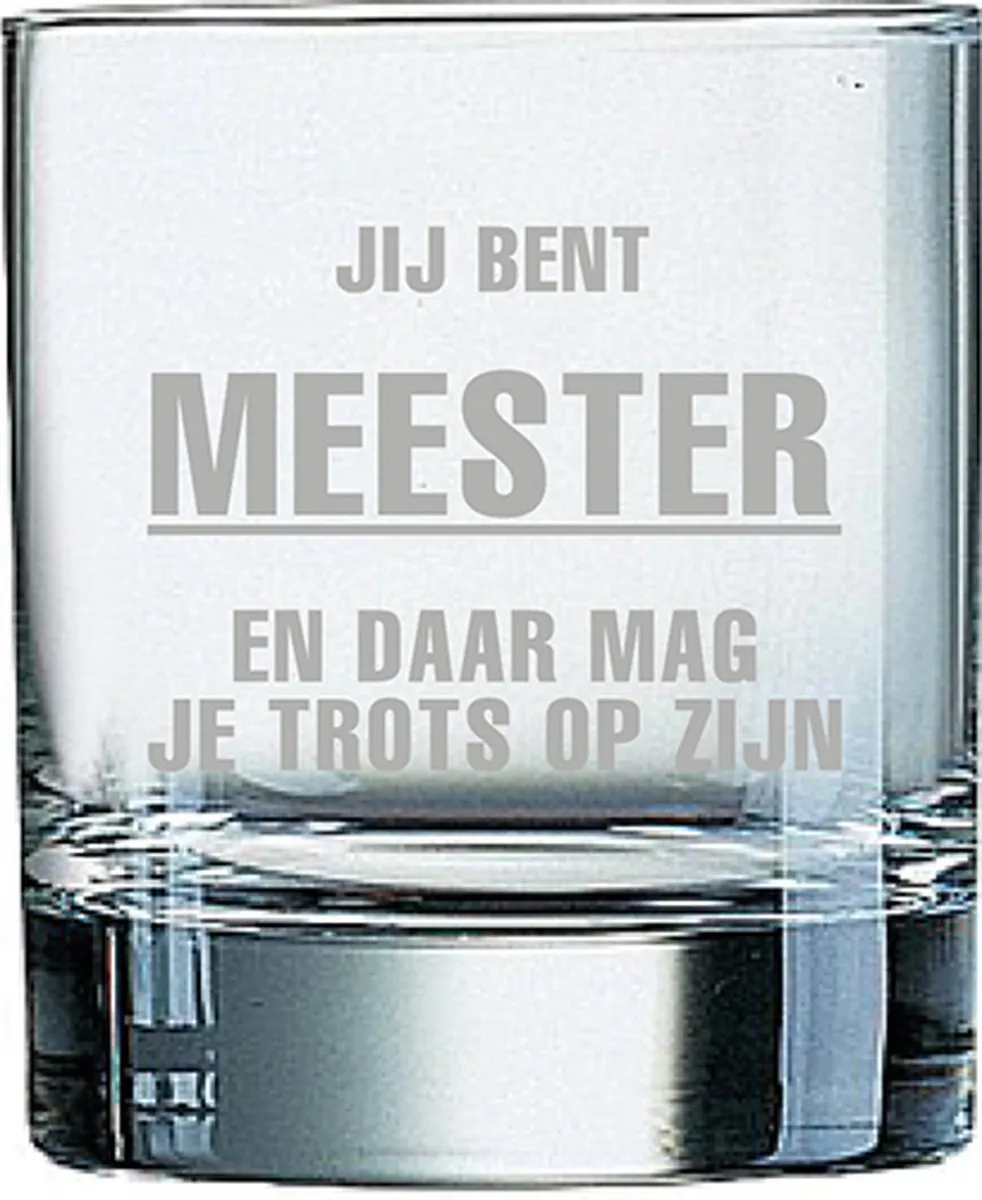 Arcoroc Whiskeyglas Gegraveerd Meester Trots 20cl