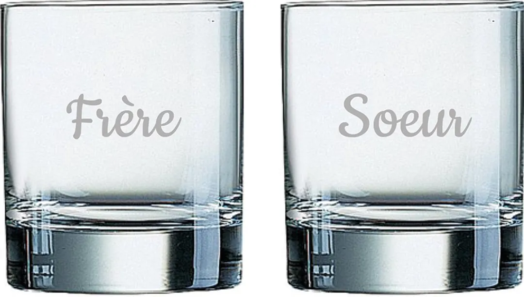 Arcoroc Whiskeyglas Gegraveerd Frere & Soeur 20cl