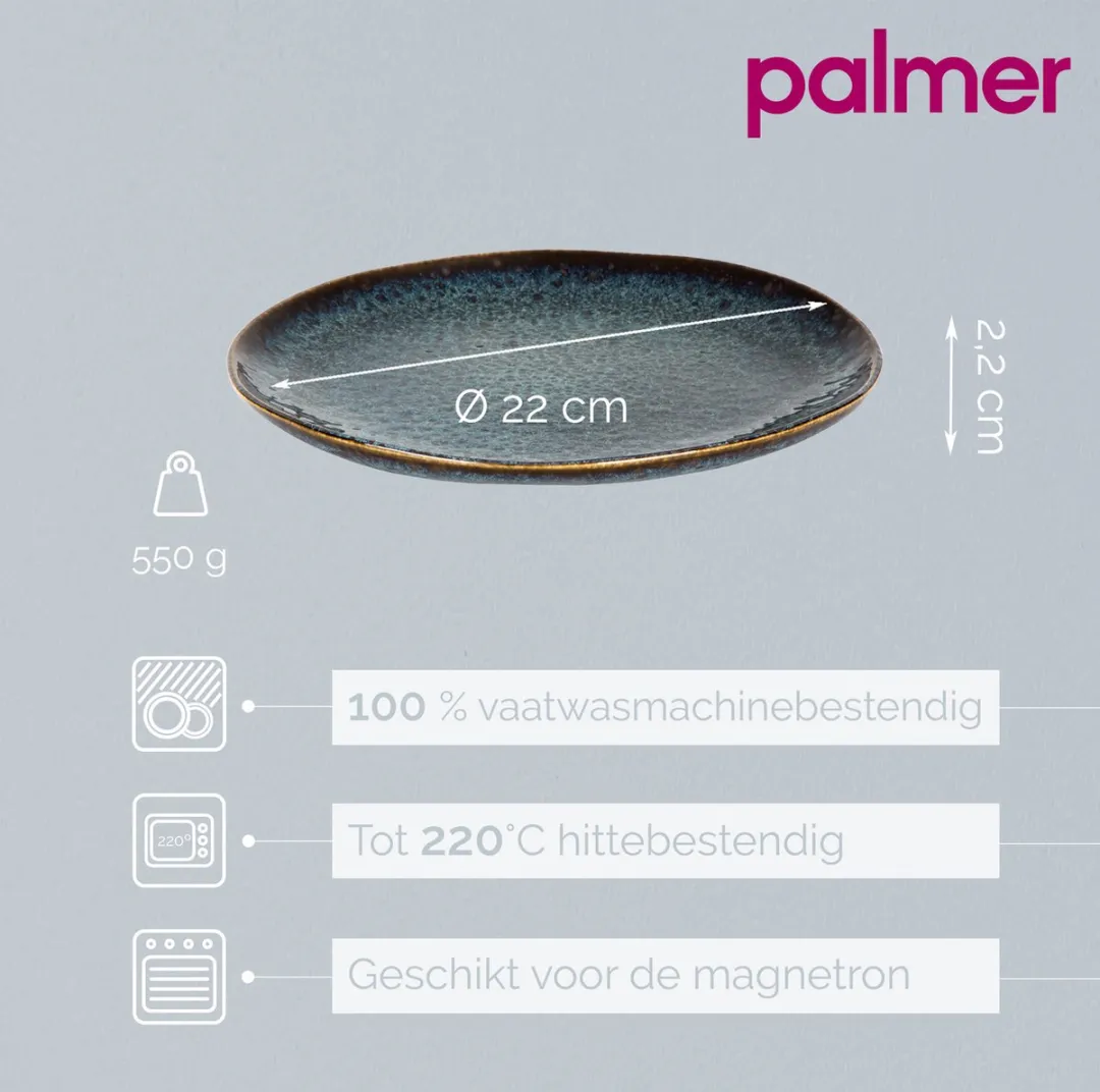 Palmer Eccentric Bordenset 2 Stuks - ø22cm - Blauw
