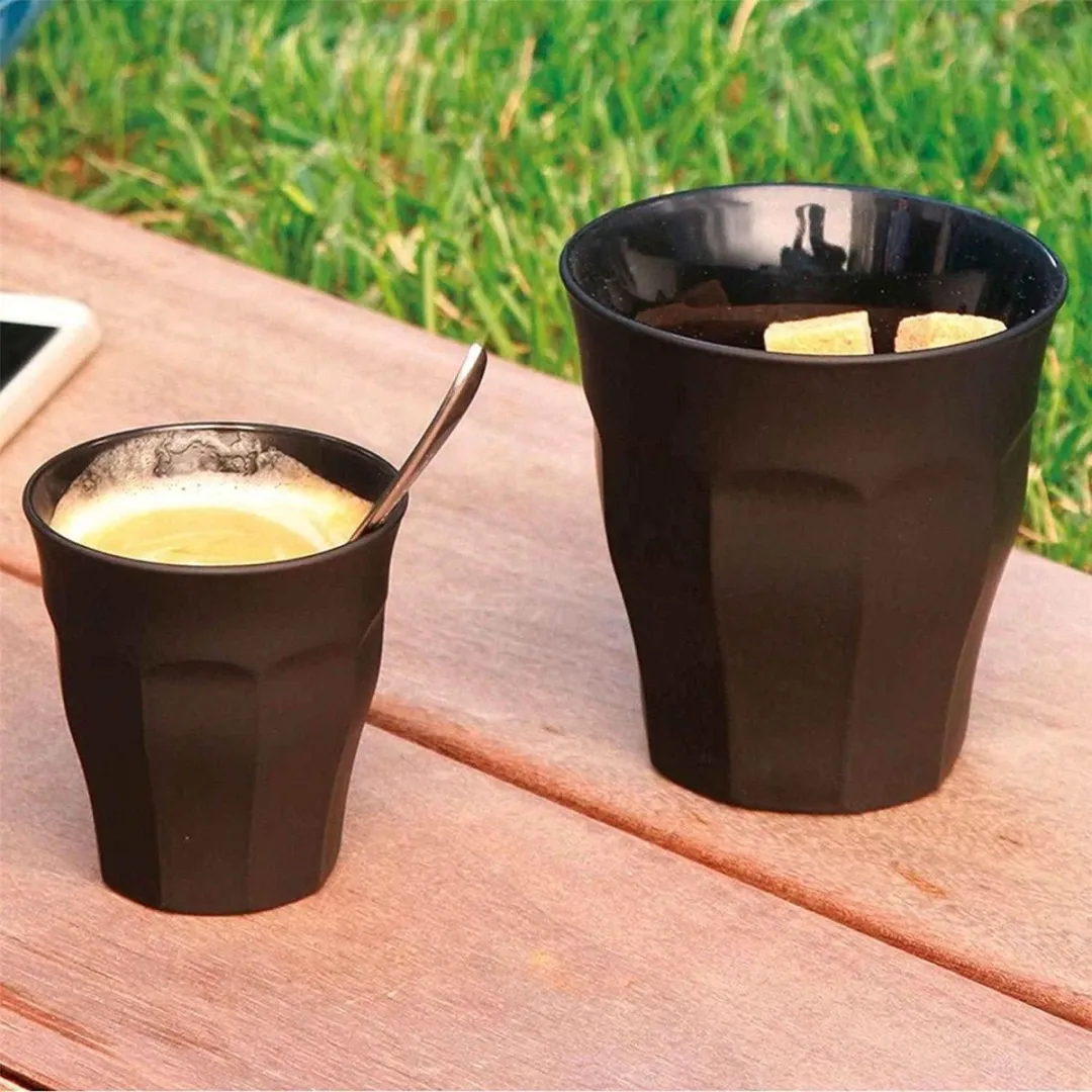 Duralex Picardie Espresso Kopjes - 6 Stuks - 90ml - Mat Zwart/Grijs/Bruin