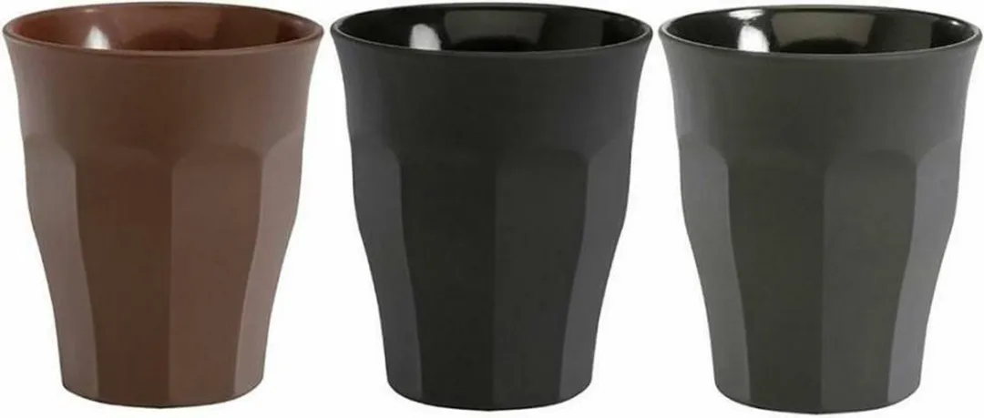 Duralex Picardie Espresso Kopjes - 6 Stuks - 90ml - Mat Zwart/Grijs/Bruin