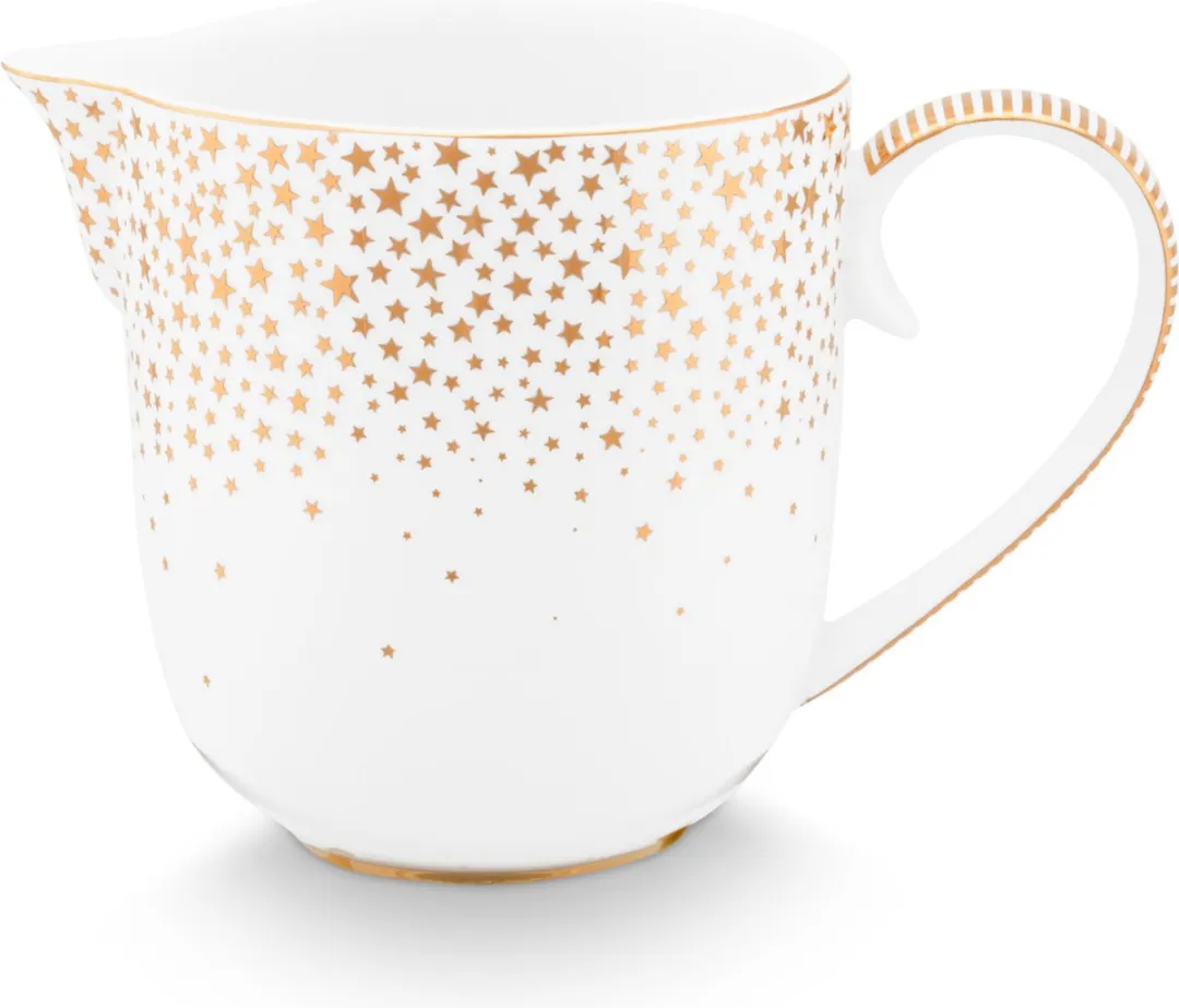 Pip Studio Christmas Royal Melkkannetje 260ml - Wit met Gouden Sterren