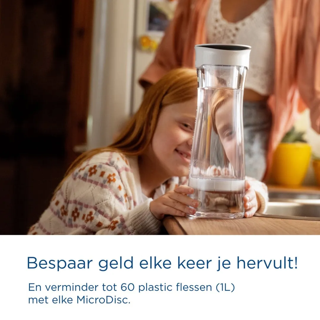BRITA waterfilterkaraf fresh black (1,3l) - incl. 1 MicroDisc filter - vermindert PFAS*, chloor, herbiciden, pesticiden en andere onzuiverheden met behoud van mineralen