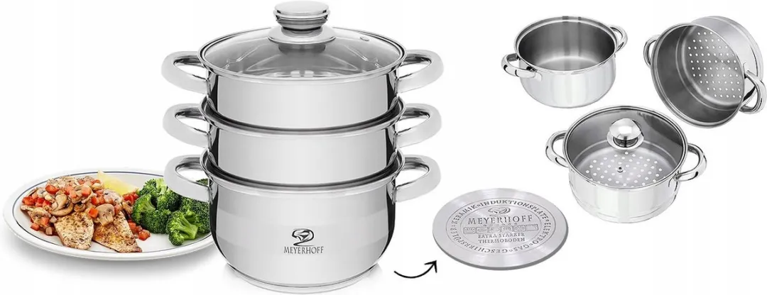 Meyerhoff Stoompan RVS 4-delig Ø22cm - 3.5L - Inductiegeschikt