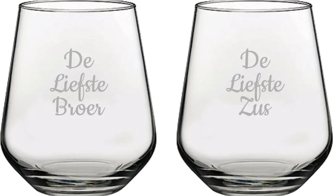 Pasabahce Gegraveerd Drinkglas De Liefste Broer-De Liefste Zus