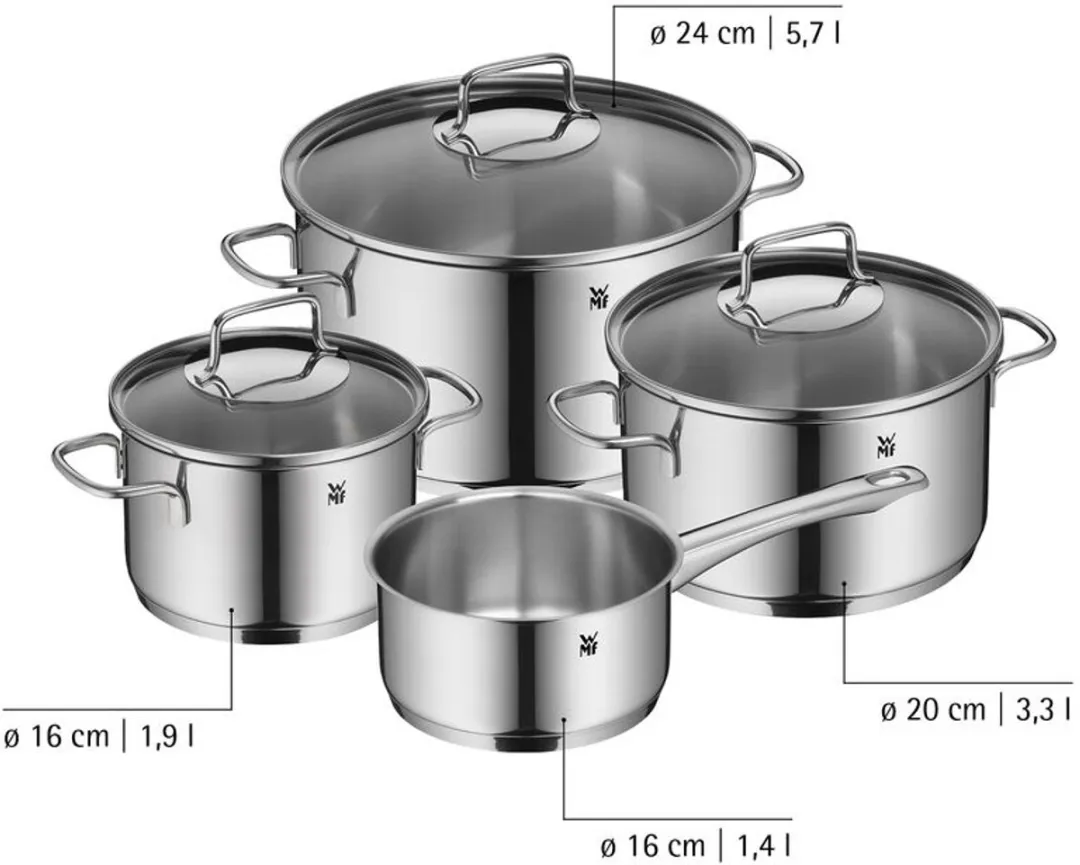 WMF Astoria Pannenset 4-delig RVS - Inductie - 4 Stuks