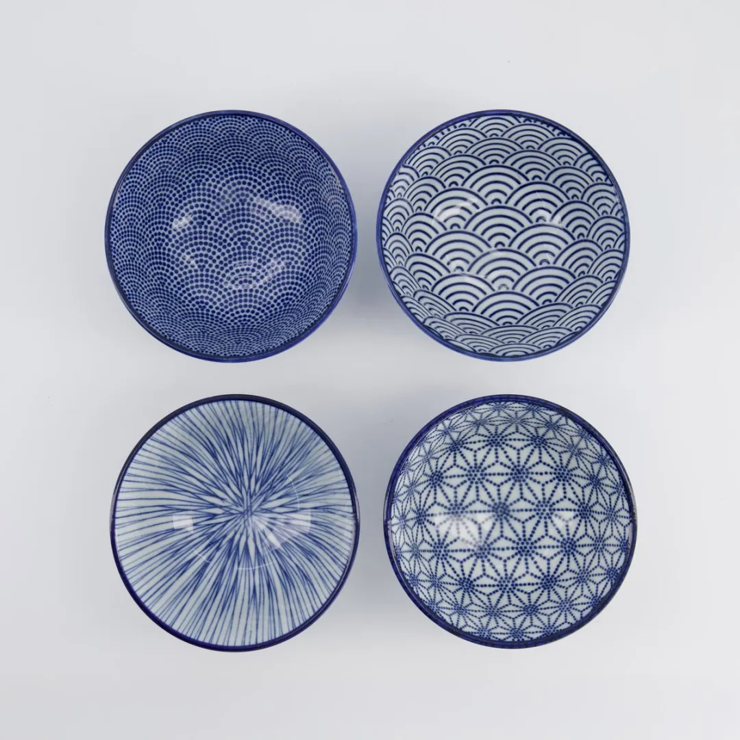 Tokyo Design Studio Nippon Blue Rijstkommen - Set van 4 - 300ml