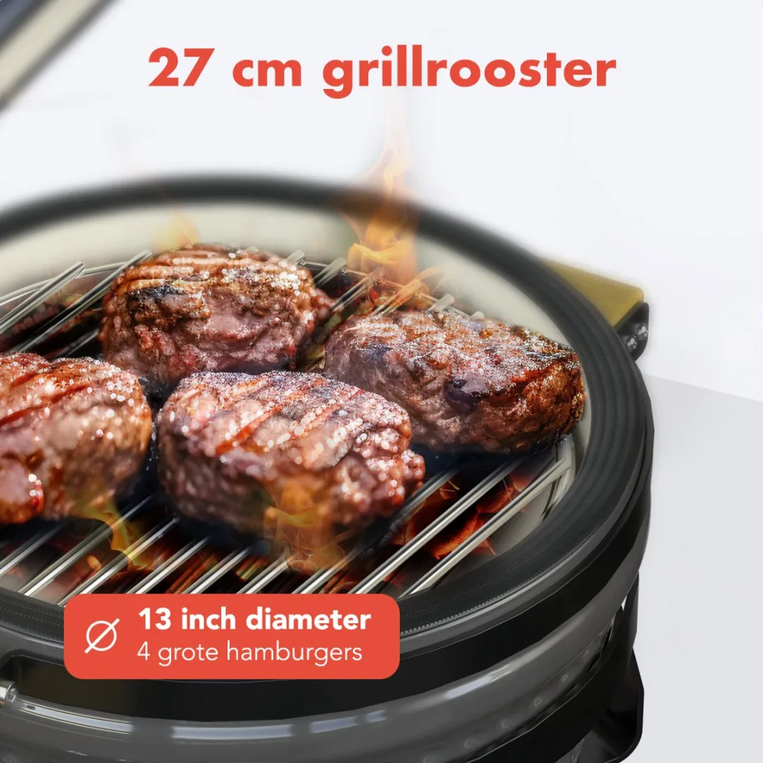 KitchenBrothers Kamado BBQ KB4202 - 38,5 cm - Grijs