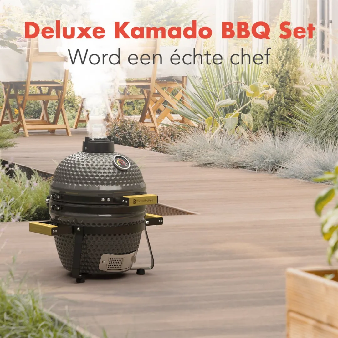 KitchenBrothers Kamado BBQ KB4202 - 38,5 cm - Grijs