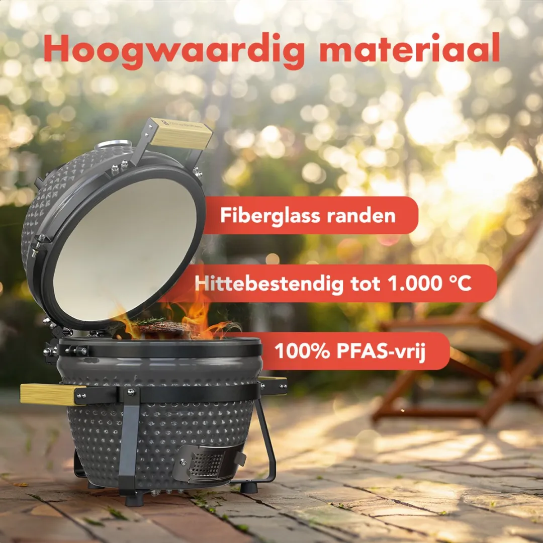 KitchenBrothers Kamado BBQ KB4202 - 38,5 cm - Grijs