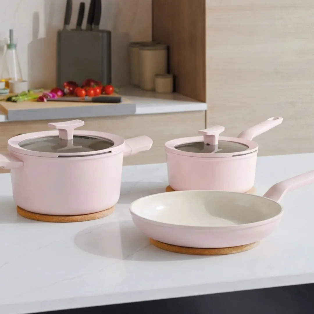 BergHOFF LEO 5-delige Kookpottenset Balance Rose - 3 Stuks - PFAS-vrij