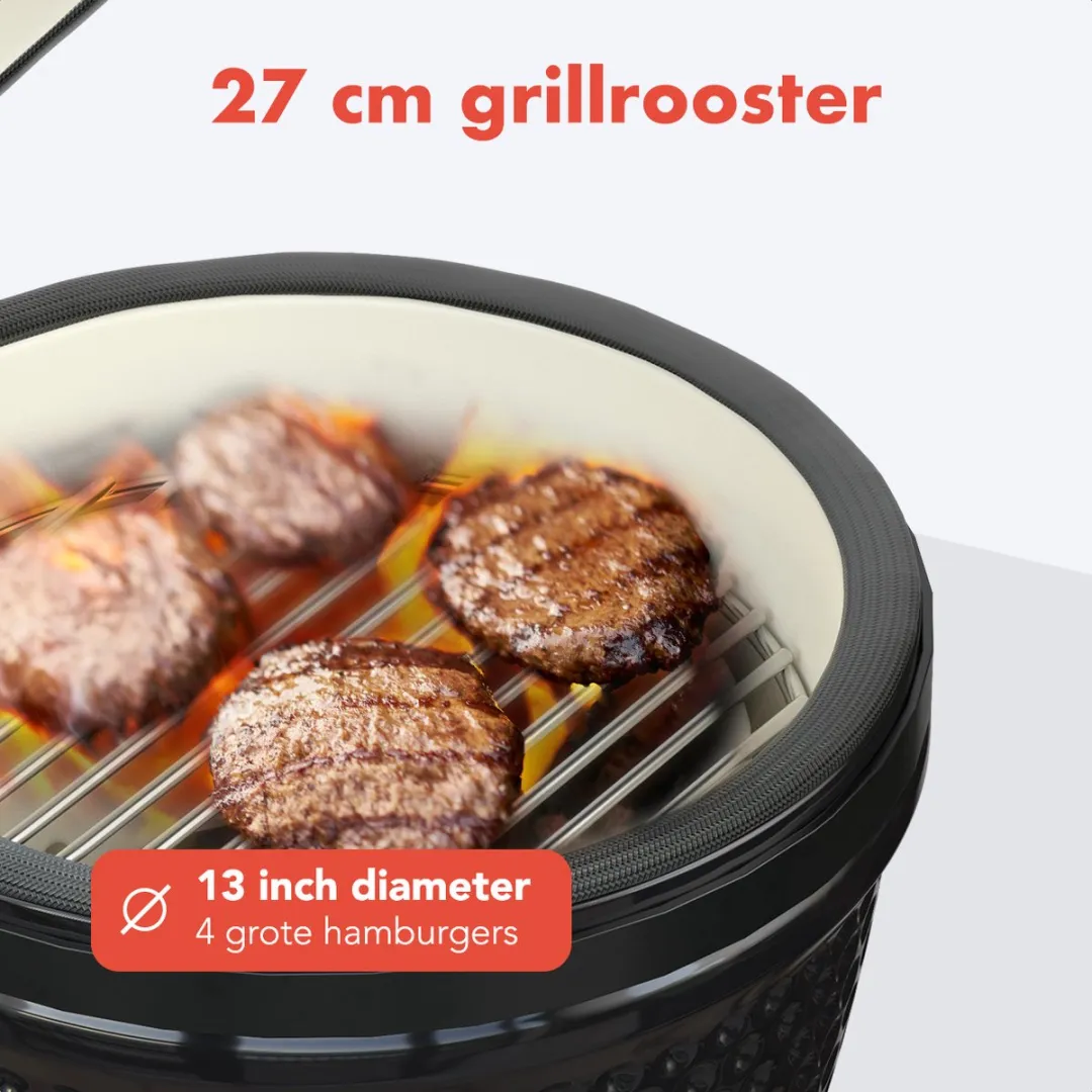 KitchenBrothers Kamado BBQ KB4018 - 27cm - Zwart