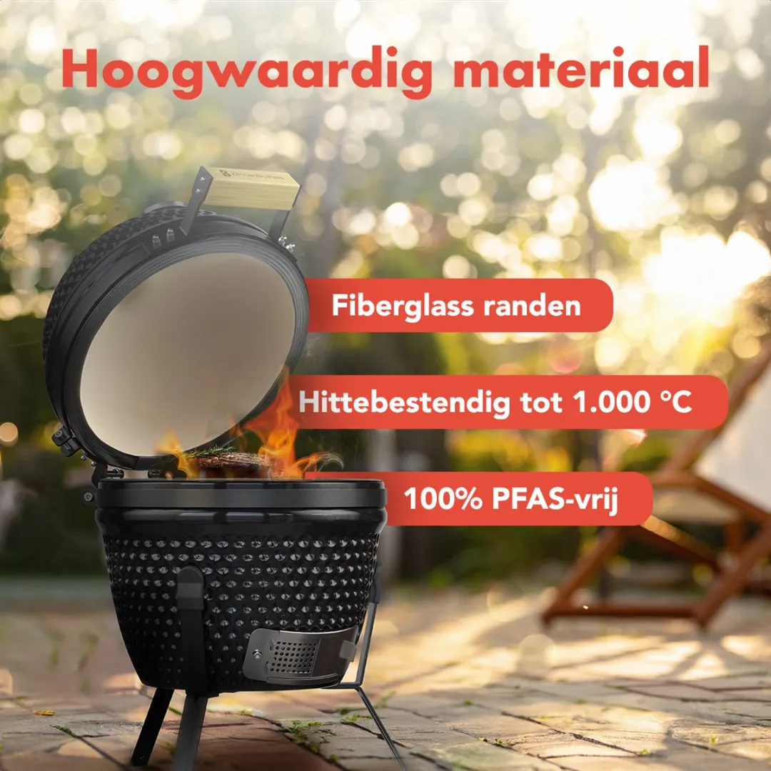 KitchenBrothers Kamado BBQ KB4018 - 27cm - Zwart