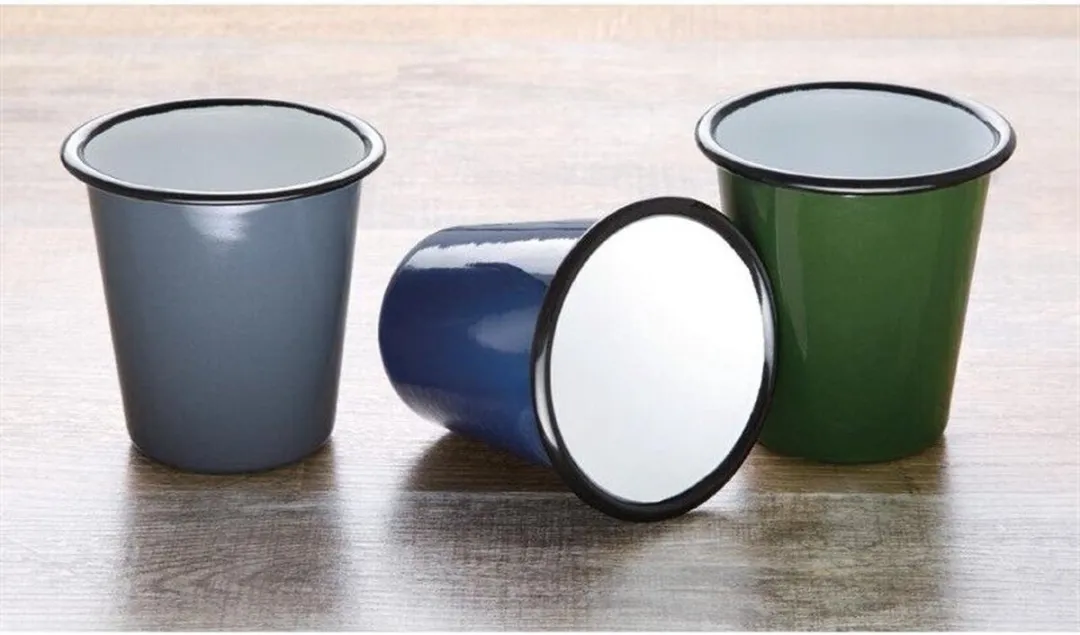 Olympia Emaille Beker 31cl - Grijs - 6 Stuks
